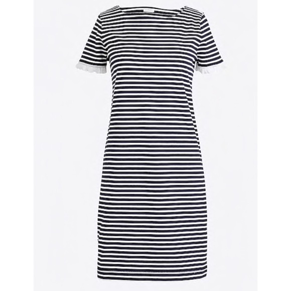 J. Crew Dresses & Skirts - J. Crew Navy Striped Poplin-Trimmed Dress